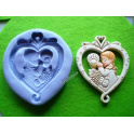 STAMPO SILICONE "CUORE comunione BAMBINA" GESSO FIMO BOMBONIERA SEGNAPOSTO