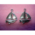 4PZ CHARMS/CIONDOLO "BARCA A VELA" ARGENTO TIBETANO 21mm