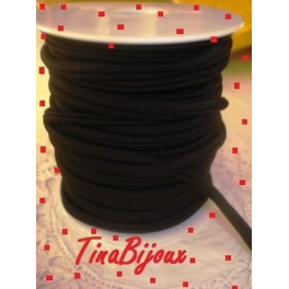 1Mt FETTUCCIA Lycra ELASTICA TUBOLARE Cucita NERO 6MM CIRCA