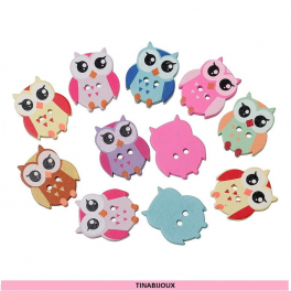 N.10pz BOTTONI legno A COLORI MISTI "GUFO GUFETTO" 21 x17mm per CUCITO / SCRAPBOOKING N.10pz BOTTONI legno A COLORI MISTI "GUFO GUFETTO" 21 x17mm per CUCITO / SCRAPBOOKING