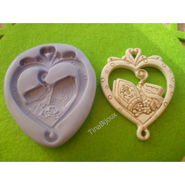 STAMPO SILICONE "CUORE SIMBOLI CRESIMA" GESSO FIMO BOMBONIERA SEGNAPOSTO