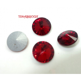 RIVOLI GLASS CRYSTAL 14MM COLOR RED/ROSSO