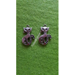 N.1CHARMS/CIONDOLI "GATTO" ARGENTO TIBETANO da 2,5cm