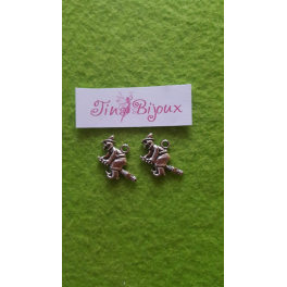 N.5 Charms Ciondolo"STREGA con SCOPA" cod.2 da 2cm ARGENTO TIBETANO