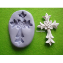 STAMPO SILICONE "CROCE con FIORE"5,4cm per GESSO FIMO SEGNAPOSTO BOMBONIERA