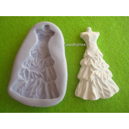 STAMPO SILICONE "VESTITO DA SPOSA "6,6cm per GESSO FIMO SEGNAPOSTO BOMBONIERA