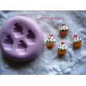 Stampino in silicone per fimo" 4 DOLCETTI CUPCAKE MINI"da circa 9mm