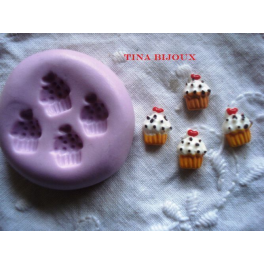 Stampino in silicone per fimo" 4 DOLCETTI CUPCAKE MINI"da circa 9mm