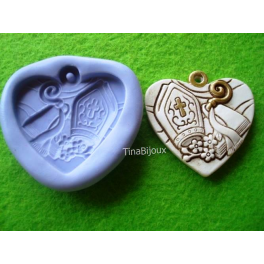 STAMPO SILICONE "CUORE CRESIMA" per FIMO GESSO BOMBONIERA " 4,5cm per GESSO FIMO SEGNAPOSTO