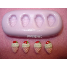 Stampino in silicone per fimo" 4 GELATI MINI con FRAGOLA" circa 1cm ca.