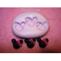 Stampino in silicone per fimo E MINIATURE" 3 MINNIE con FIOCCO" 