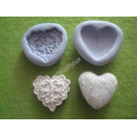 N.2 STAMPI SILICONE "CUORI SHABBY CHIC" per GESSO FIMO BOMBONIERA SEGNAPOSTO MATRIMONIO