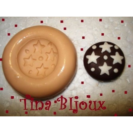 Stampino in silicone per fimo" BISCOTTINO con STELLE "da 2,4cm