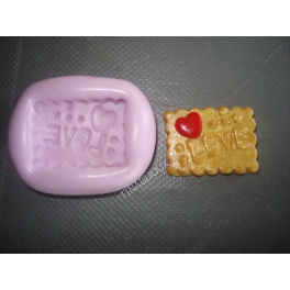 Stampino in silicone per fimo" BISCOTTO LOVE e CUORE"2,4cm