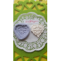 STAMPO IN SILICONE ATOSSICO "CUORE DECORATO" da 4,6cm per GESSO FIMO BOMBONIERA SEGNAPOSTO