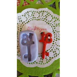 STAMPO in SILICONE "CHIAVE 18 ANNI con Coccinella e strass"da 5,8cm per FIMO GESSO BOMBONIERA SEGNAPOSTO