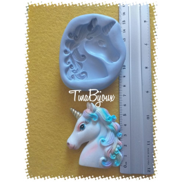 STAMPO SILICONE ATOSSICO"UNICORNO MAXI" da 6.3cm GESSO FIMO BOMBONIERA SEGNAPOSTO