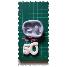 STAMPO SILICONE ATOSSICO"NUMERO CINQUANTA N.50" DA3X4cm GESSO FIMO BOMBONIERA SEGNAPOSTO