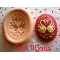 STAMPO SILICONE" CAMMEO CIGNI ROMANTIC" 40X30MM PER FIMO GESSO BOMBONIERA ALTRO