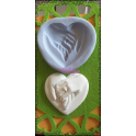 STAMPO ARTIGIANALE IN SILICONE ATOSSICO " CUORE con MANI unite" cm7- per GESSO FIMO BOMBONIERA SEGNAPOSTO calamita