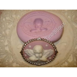 Stampino in silicone per fimo" CAMMEO ANGELO 3D" 4,7CM