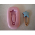 Stampino in silicone per fimo" SPILLA DA BALIA CON STELLA" 2,4cm