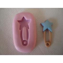 Stampino in silicone per fimo" SPILLA DA BALIA CON STELLA" 2,4cm