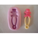 Stampino in silicone per fimo" SPILLA DA BALIA CON STELLA" 2,4cm