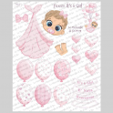 PANNELLO STAMPATO PANNOLENCI P-19-FIOCCO NASCITA IT'S A GIRL-50X40-