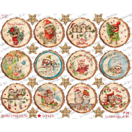 PANNELLO natale "sfere CORTECCIA I GUFETTI" P-36 -50X40