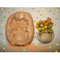 Stampino in silicone per fimo" TEIERA CON FIORI "da 3,7cm