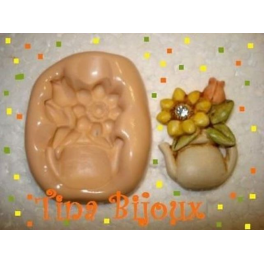 Stampino in silicone per fimo" TEIERA CON FIORI "da 3,7cm