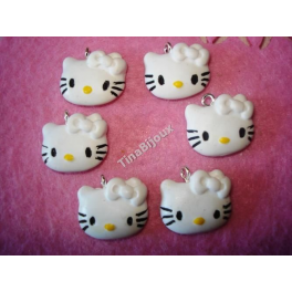 N.1Ciondolo/charms in FIMO " FACCINA HELLO KITTY" 1,9cm per Bigiotteria