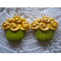 N.1Ciondolo-charms in FIMO " CUPCAKE A BASE VERDE" 2,6cm 