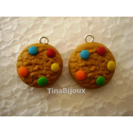 N.1Ciondolo in FIMO " BISCOTTO COOKIES COLORATO" 