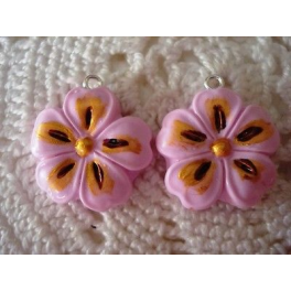 N.1 Ciondolo in FIMO " FIORE PRIMULA ROSA" 