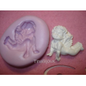 Stampino in silicone" ANGELO TRE"per fimo gesso bomboniere segnaposto