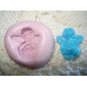 Stampino in silicone per fimo"DUE ROSE CON FOGLIE"