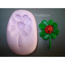 Stampino in silicone per fimo"QUADRIFOGLIO E COCCINELLA ( 2)"