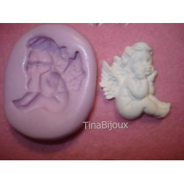 Stampino In Silicone " ANGELO DUE"per fimo gesso bomboniere segnaposto