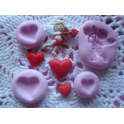 Set 4 stampini silicone"ANGELO CUPIDO e CUORI "per FIMO