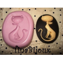 Stampino in silicone per fimo" CAMMEO GATTO FASHION" 40X30MM