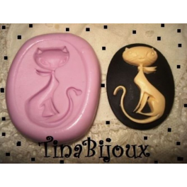 Stampino in silicone per fimo" CAMMEO GATTO FASHION" 40X30MM