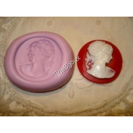 Stampino in silicone per fimo" CAMMEO TONDO LA DAMA" 30MM