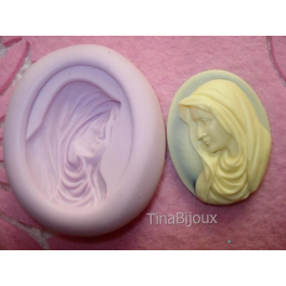 STAMPO SILICONE" CAMMEO VOLTO DI MADONNA" 40X30MM PER FIMO GESSO BOMBONIERE