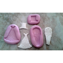 SET 3 STAMPINI SILICONE "OGGI SPOSI" Matrimonio per FIMO GESSO PASTA di Zucchero