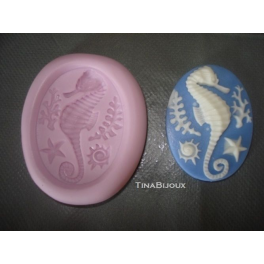 Stampino in silicone per Fimo " CAMMEO COMPOSIZIONE MARINA " 40X30mm