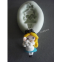 Stampino in silicone per Fimo " ALICE CON CONIGLIETTO" 3,2cm