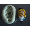 Stampino in silicone per Fimo " ALICE CON BISCOTTINO" 3,5cm