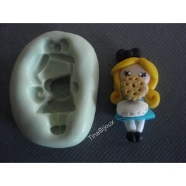 Stampino in silicone per Fimo " ALICE CON BISCOTTINO" 3,5cm